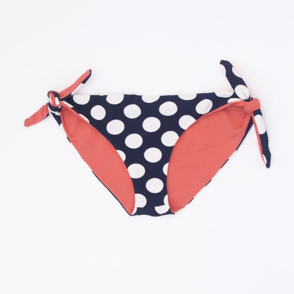 Reversible Swim Bottoms Tie Bums Style in Navy Dot/Watermelon